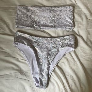 Shein Holographic Snakeskin w High Waisted bottoms